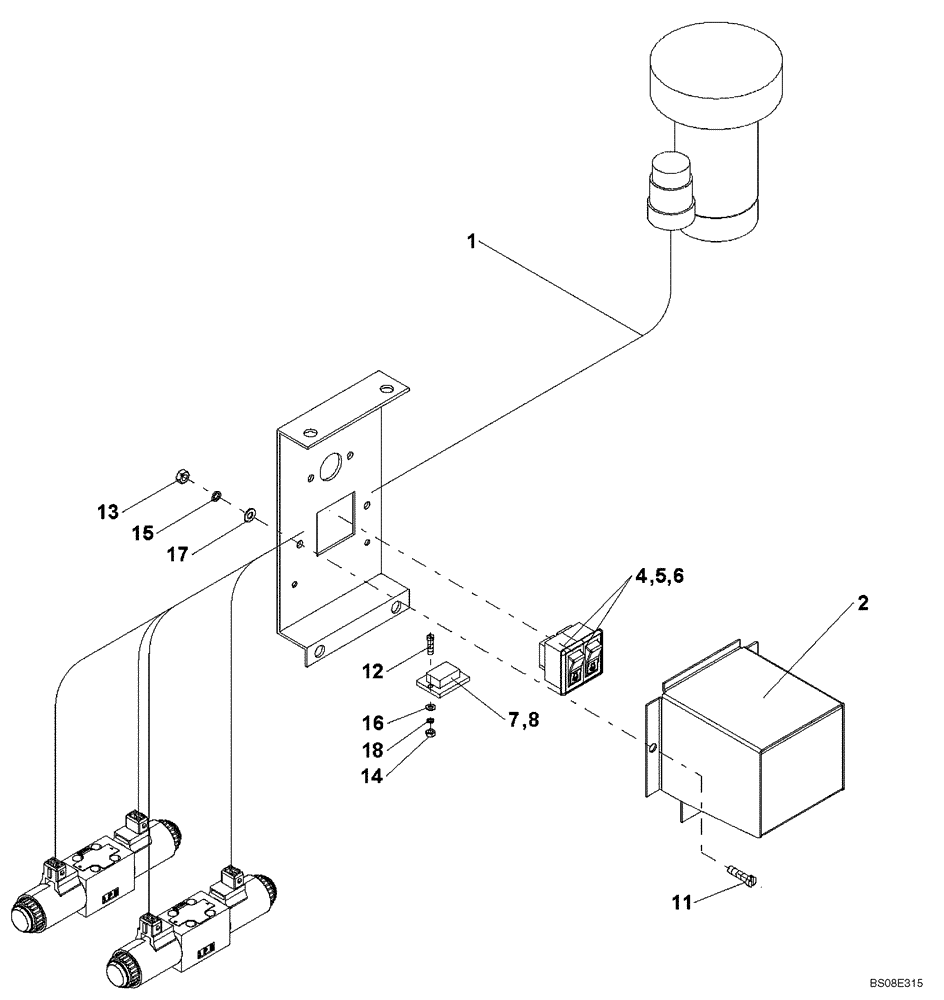 Схема запчастей Case SV216 - (55.632.01[02]) - CIRCUIT, CAB AND ENGINE HOOD TILT (P.I.N. DDD001215 UNTIL DDD001226) (GROUP 416) (ND139611) (55) - ELECTRICAL SYSTEMS