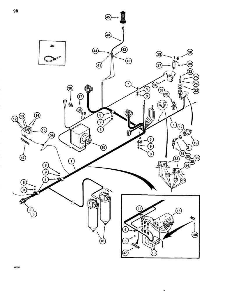 Схема запчастей Case 1080 - (098) - ELECTRICAL HARNESS - CAB AND TURNTABLE (55) - ELECTRICAL SYSTEMS