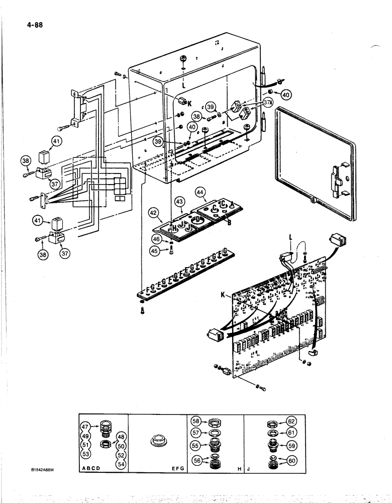 Схема запчастей Case 170B - (4-88) - ELECTRICAL BOX, P.I.N. 74425 THROUGH 74456 (04) - ELECTRICAL SYSTEMS