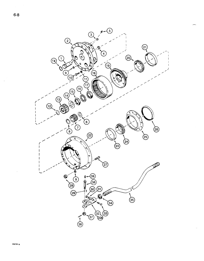 Схема запчастей Case 1085B - (6-008) - FRONT STEERING AXLE, PLANETARY AND TIE ROD (06) - POWER TRAIN