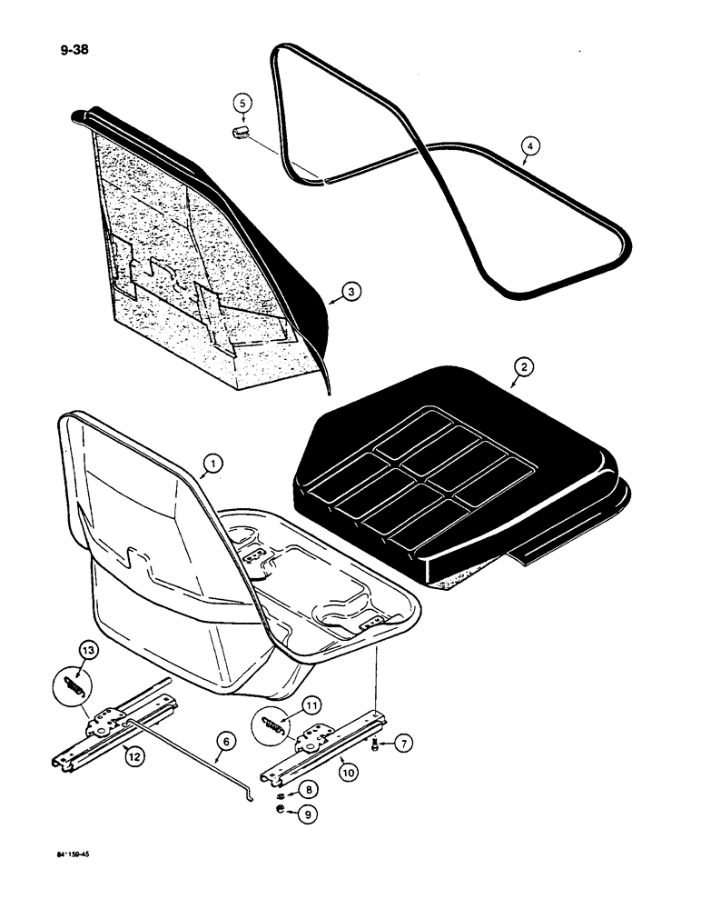 Схема запчастей Case W14C - (9-38) - STANDARD SEAT ASSEMBLY (09) - CHASSIS/ATTACHMENTS