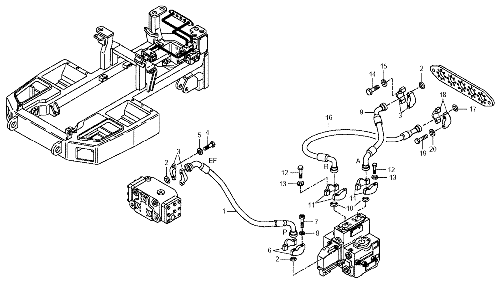 Схема запчастей Case 330 - (72A00010718[01]) - DUMPING SYSTEM - HYDRAULIC CIRCUIT (19) - OPTIONS