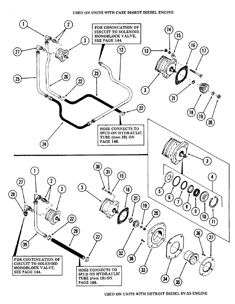 Схема запчастей Case 50 - (134) - PILOT PRESSR.TUBING FROM AUXILIARY PUMP, (USED ON UNITS W/ SN. 6279926-6280344)(SN/ 6279926 & AFTER) (35) - HYDRAULIC SYSTEMS