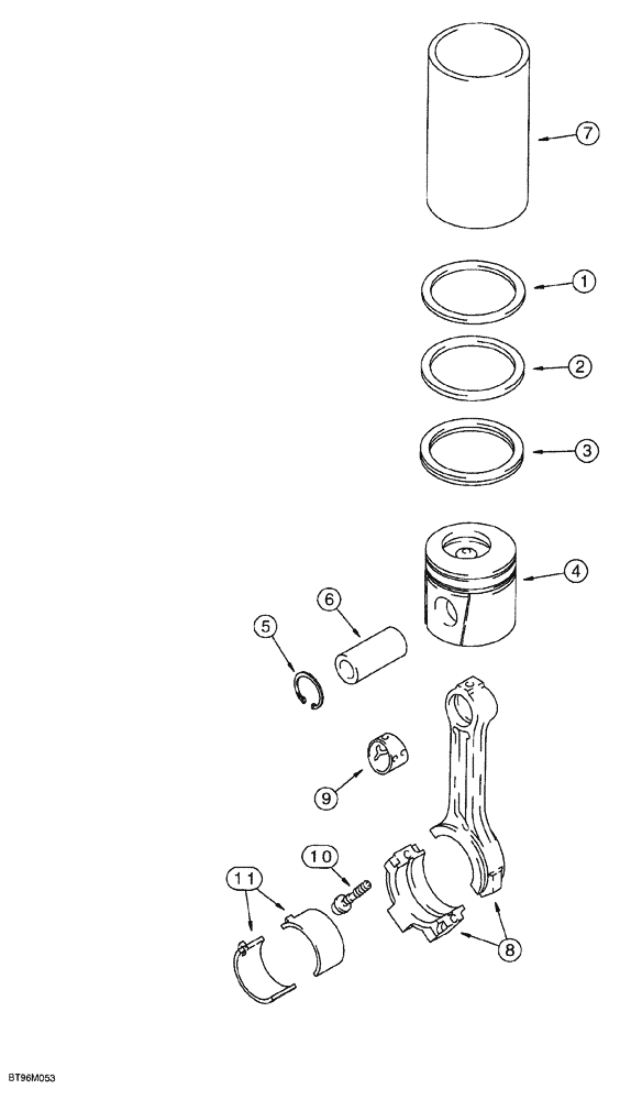 Схема запчастей Case 580SL - (2-046) - PISTONS AND CONNECTING RODS, 4T-390 EMISSIONS CERTIFIED ENGINE (02) - ENGINE