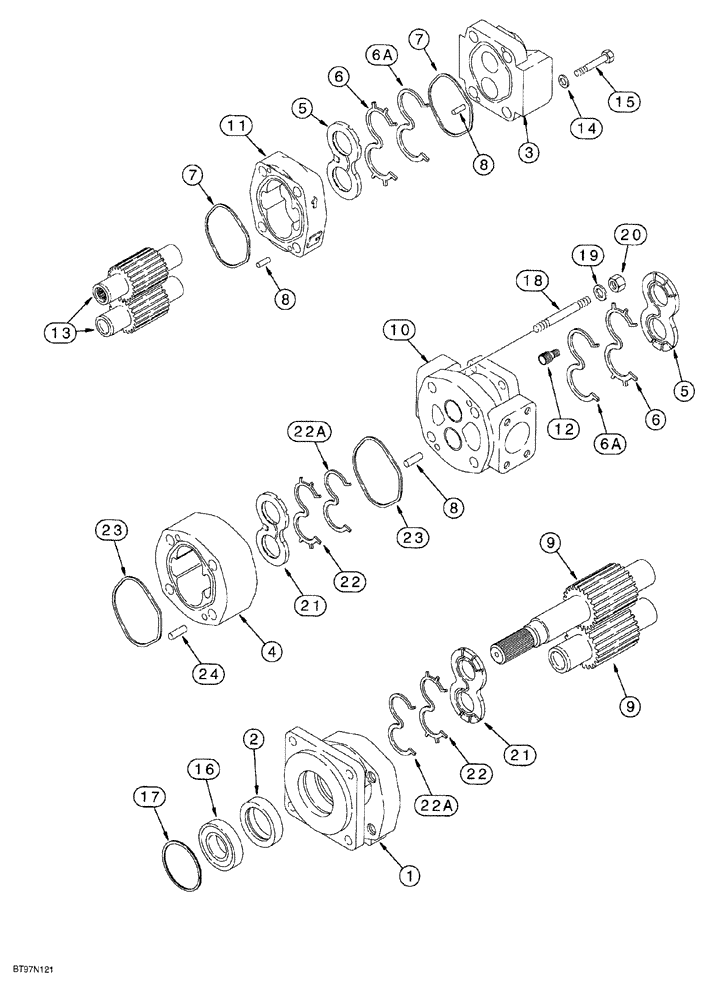 Схема запчастей Case 580SL - (8-070) - EQUIPMENT HYDRAULIC PUMP (08) - HYDRAULICS