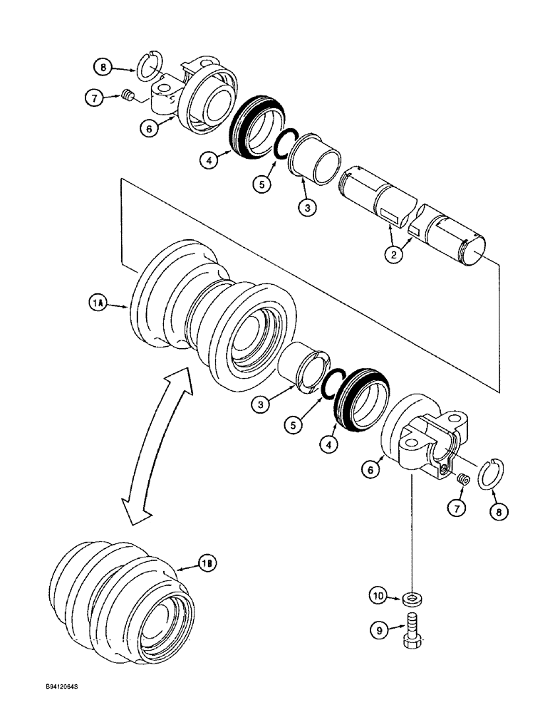 Схема запчастей Case 9010B - (5-012) - TRACK ROLLERS (11) - TRACKS/STEERING