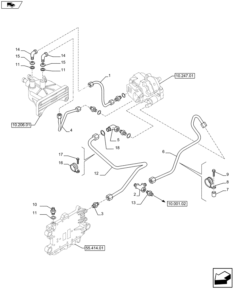 Схема запчастей Case F2CFA614B E019 - (10.218.01 02) - FUEL LINES & RELATED PARTS (5801368964) (10) - ENGINE