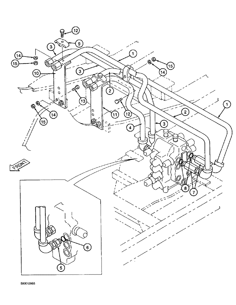 Схема запчастей Case 9010 - (8-72) - ARM AND BUCKET HYDRAULIC CIRCUITS, CONTROL VALVE TO BASE OF BOOM (08) - HYDRAULICS