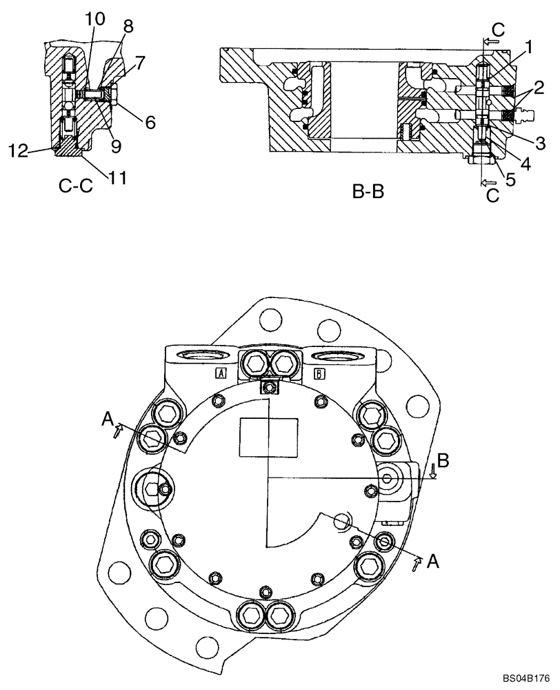 Схема запчастей Case 450 - (06-37) - MOTOR ASSY - SINGLE SPEED (06) - POWER TRAIN