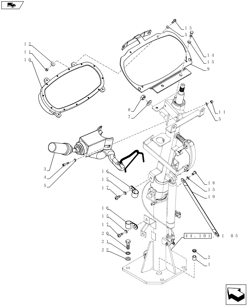 Схема запчастей Case 1121F - (41.101.01[02]) - CAB STEERING COLUMN - ACCESSORY (41) - STEERING