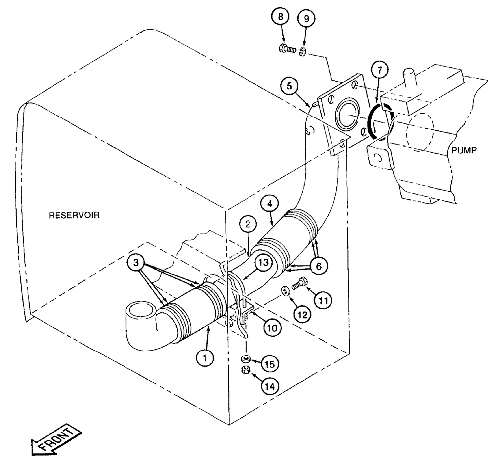 Схема запчастей Case 9050B - (8-006) - RESERVOIR TO PUMP SUCTION LINE (08) - HYDRAULICS