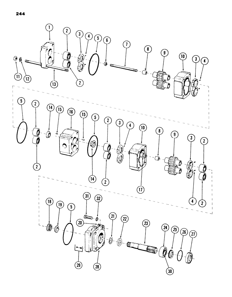 Схема запчастей Case 980B - (244) - SWING MOTOR, (USED ON UNITS PRIOR TO PIN 6203984) (07) - HYDRAULIC SYSTEM