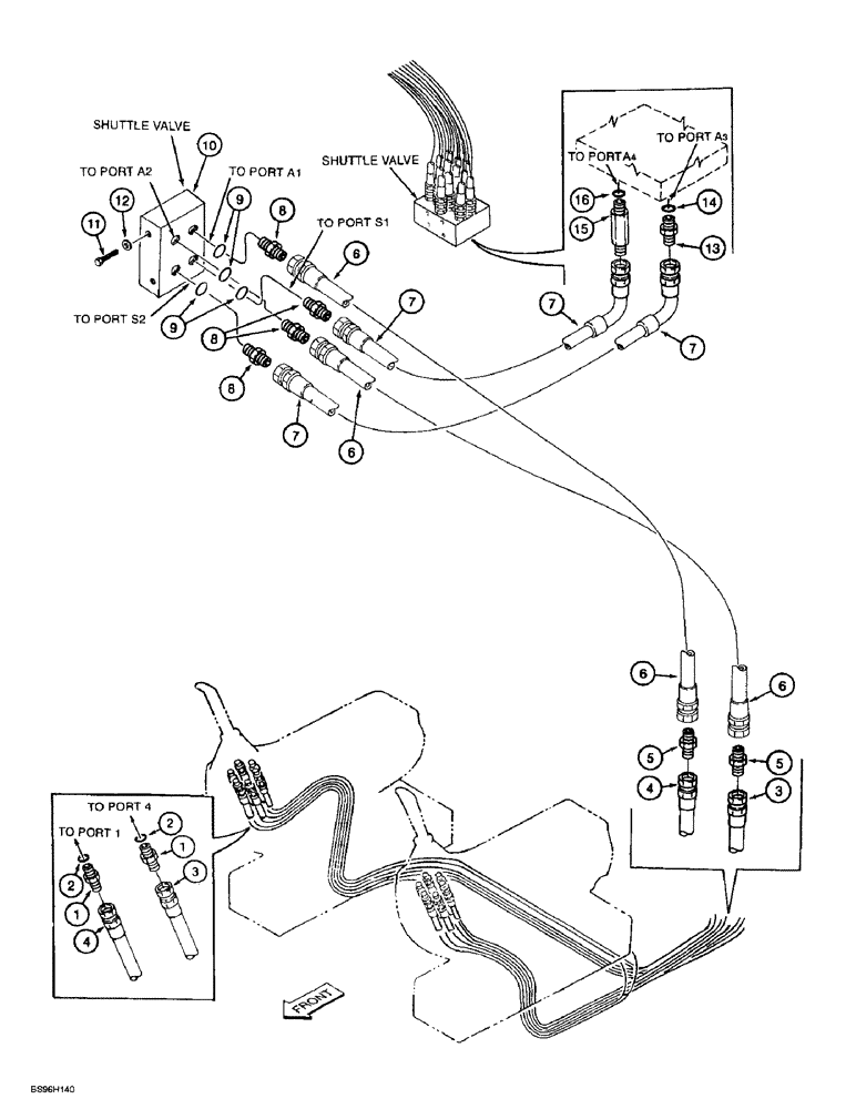 Схема запчастей Case 9060B - (8-048) - BOOM CONTROL LINES, MODELS WITH COUNTERWEIGHT REMOVAL (08) - HYDRAULICS