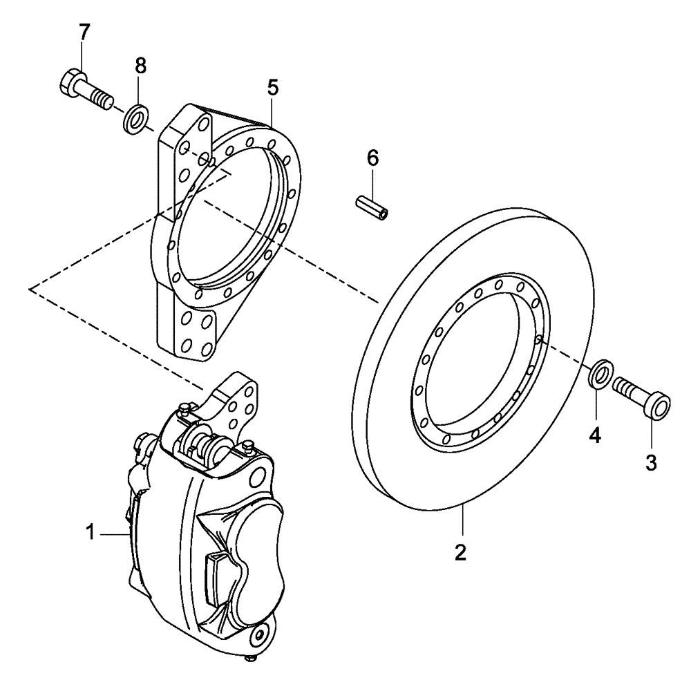 Схема запчастей Case 335 - (32A00000658[001]) - INTERMEDIATE AXLE - BRAKE MOUNTING (87363285) (27) - REAR AXLE SYSTEM