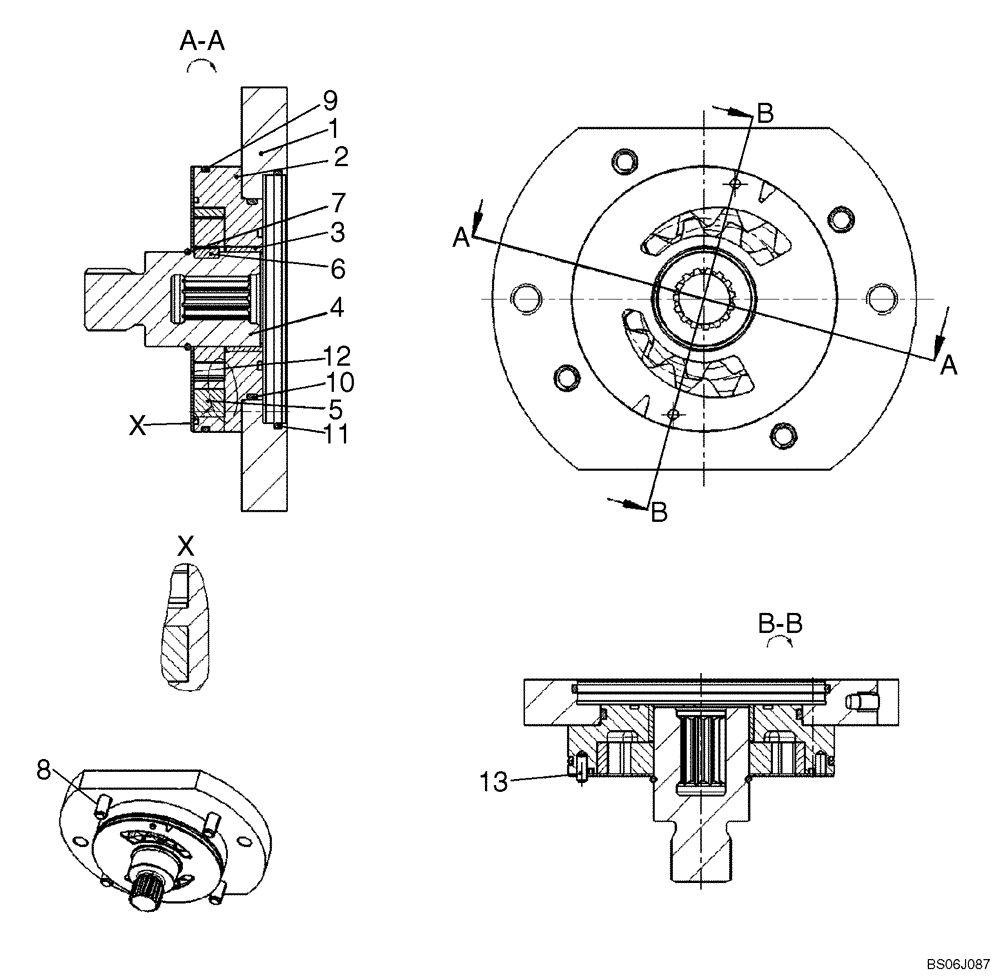 Схема запчастей Case 440CT - (06-12C) - PUMP, TANDEM - INTERNAL GEAR PUMP (87546977) (06) - POWER TRAIN