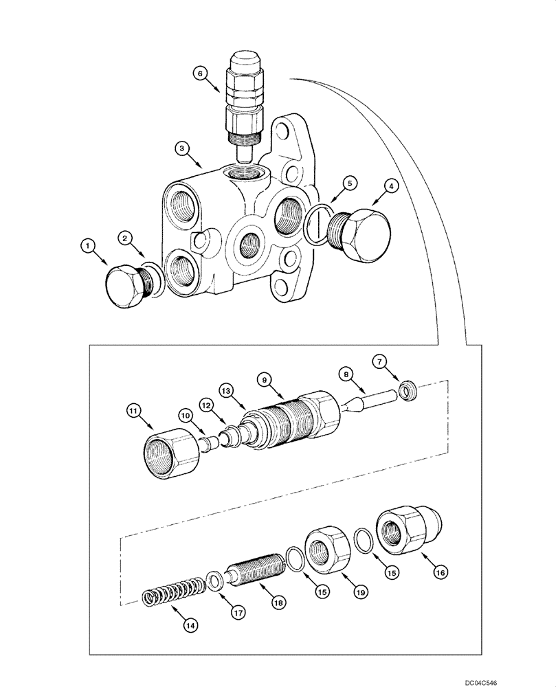 Схема запчастей Case 845 - (08.49[00]) - DISTRIBUTOR - OUTPUT VALVE (08) - HYDRAULICS