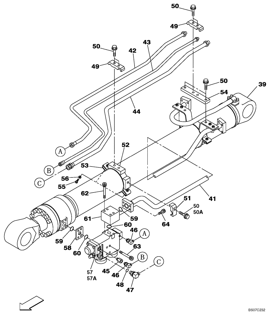 Схема запчастей Case CX330 - (08-019-00[01]) - HYDRAULICS - ARM CYLINDER, MODELS WITH LOAD HOLD (08) - HYDRAULICS