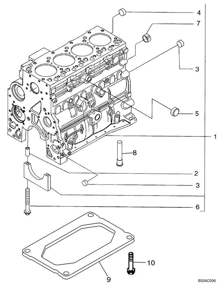 Схема запчастей Case 440 - (02-09) - CYLINDER BLOCK (02) - ENGINE