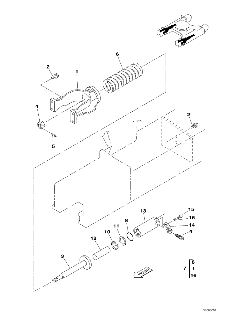 Схема запчастей Case CX130 - (05-11A) - TRACK - ADJUSTER (DAC0713102 - ) (11) - TRACKS/STEERING