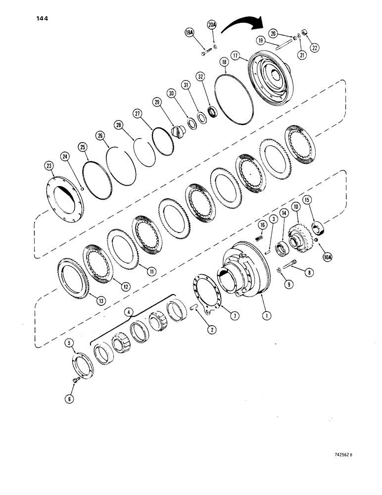 Схема запчастей Case 1450 - (144) - TRANSMISSION BRAKES (06) - POWER TRAIN