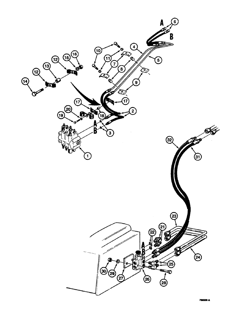 Схема запчастей Case 350B - (162) - LOADER CLAM HYDRAULIC CIRCUIT (07) - HYDRAULIC SYSTEM