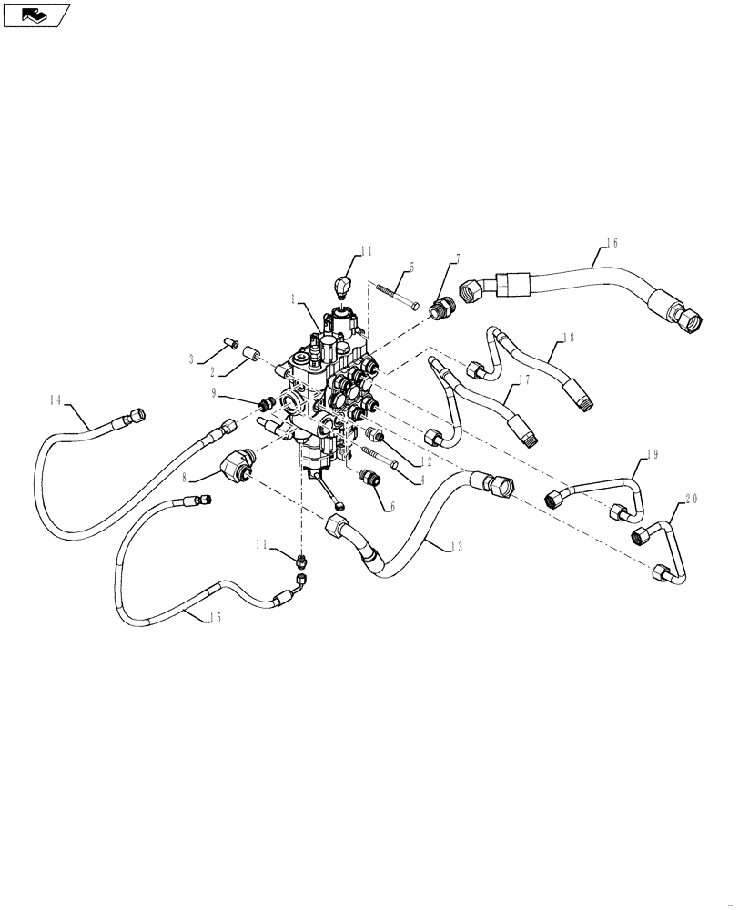 Схема запчастей Case 590SN - (35.701.08) - HYDRAULICS - VALVE, LOADER CONTROL (3 SPOOL, MECHANICAL CONTROLS) (580SN, 580SN WT, 590SN) (35) - HYDRAULIC SYSTEMS