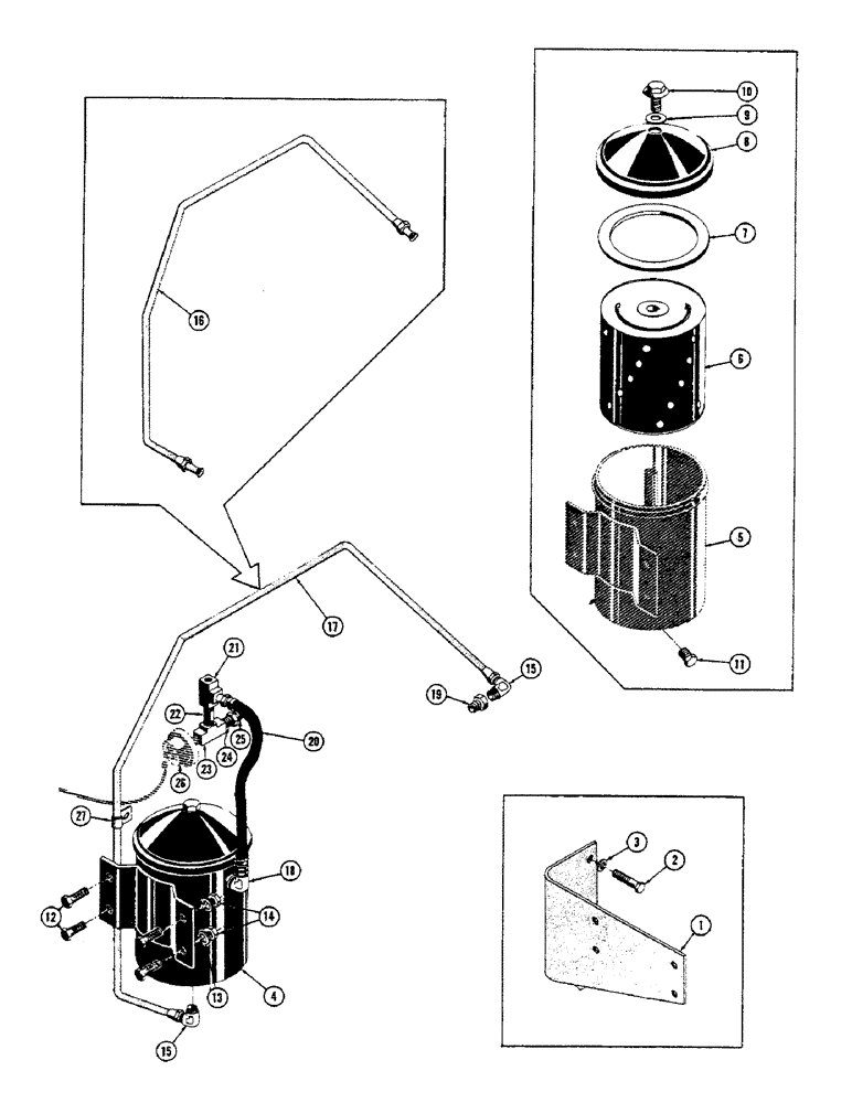 Схема запчастей Case 600 - (044) - ENGINE LUBE OIL SYSTEM, OIL FILTER, TUBES, HOSES (01) - ENGINE