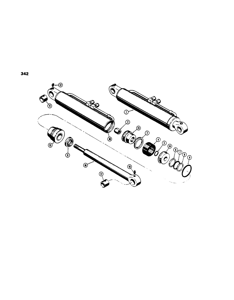 Схема запчастей Case 450 - (342) - D39218 DROTT CLAM CYLINDER, USED ON D36951 DROTT 4-IN-1 (07) - HYDRAULIC SYSTEM