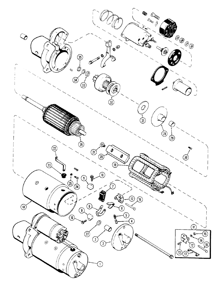 Схема запчастей Case 350 - (082) - R29870 STARTER, WITH 10 TOOTH DRIVE PINION (06) - ELECTRICAL SYSTEMS