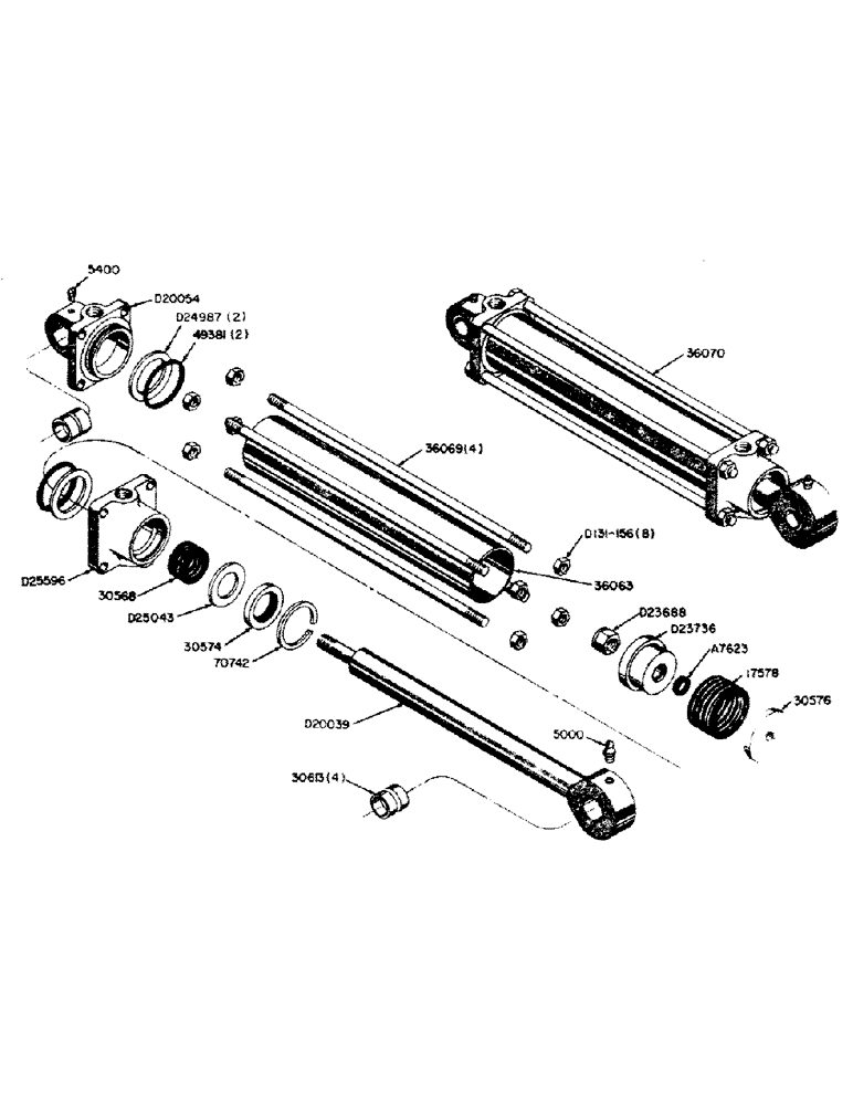 Схема запчастей Case 310B - (55) - 36070 HYDRAULIC BOOM CYLINDER 