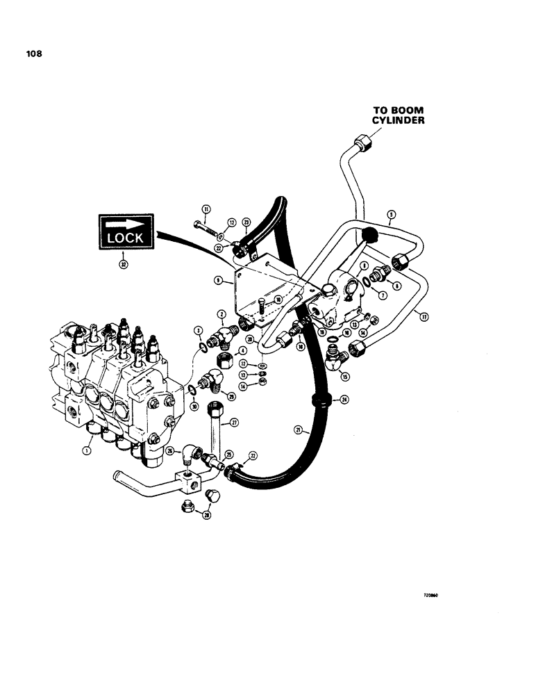 Схема запчастей Case 35 - (108) - BOOM LOCKOUT HYDRAULICS, COMMMERCIAL - CESSNA VALVES 