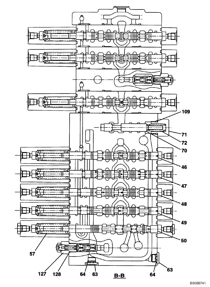 Схема запчастей Case CX80 - (08-62) - CONTROL VALVE - 2ND OPTION - (KAJ5077) 3 OF 8 (08) - HYDRAULICS