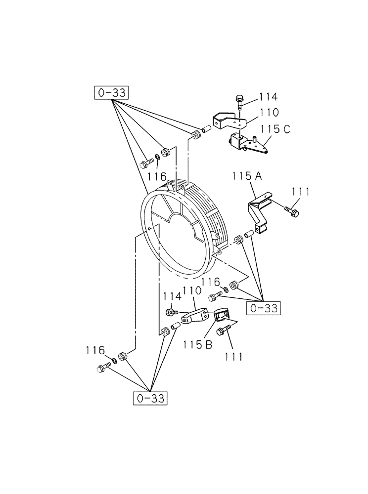 Схема запчастей Case CX350B - (02-34) - BRACKET - FAN GUARD (02) - ENGINE