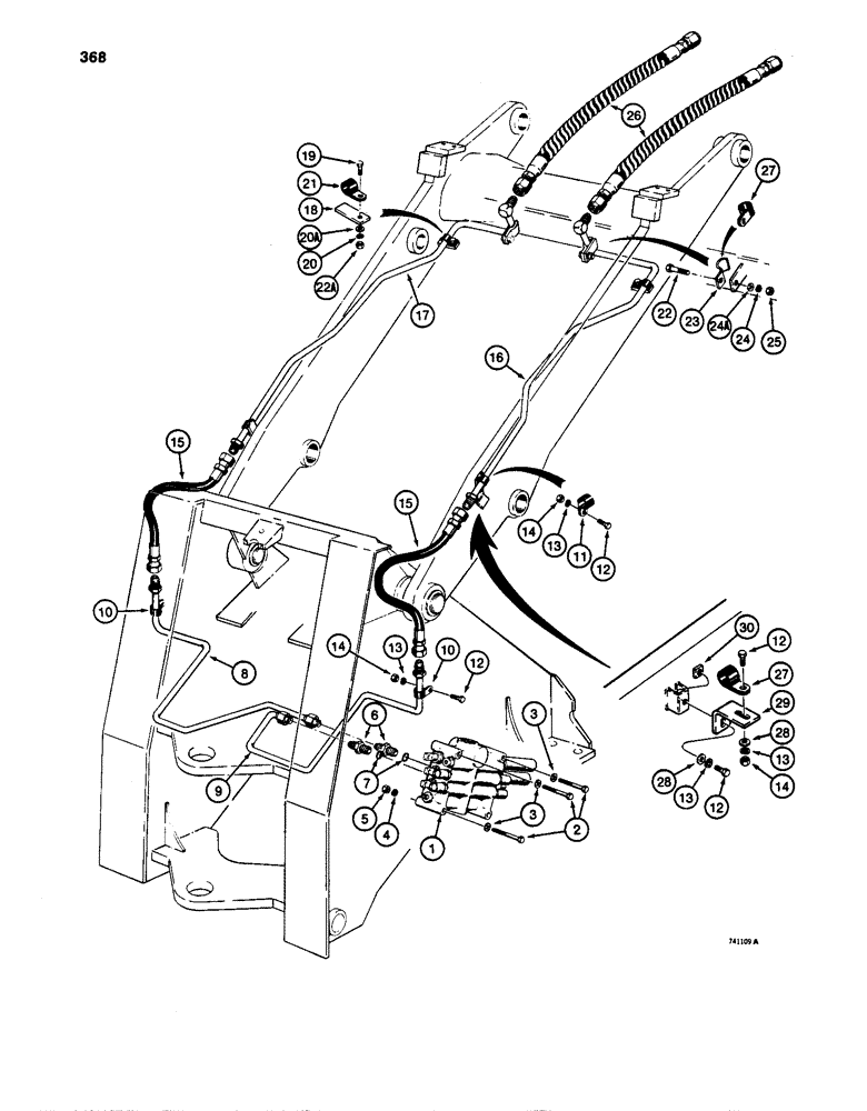 Схема запчастей Case W24C - (368) - CLAM BUCKET HYDRAULIC CIRCUIT (08) - HYDRAULICS