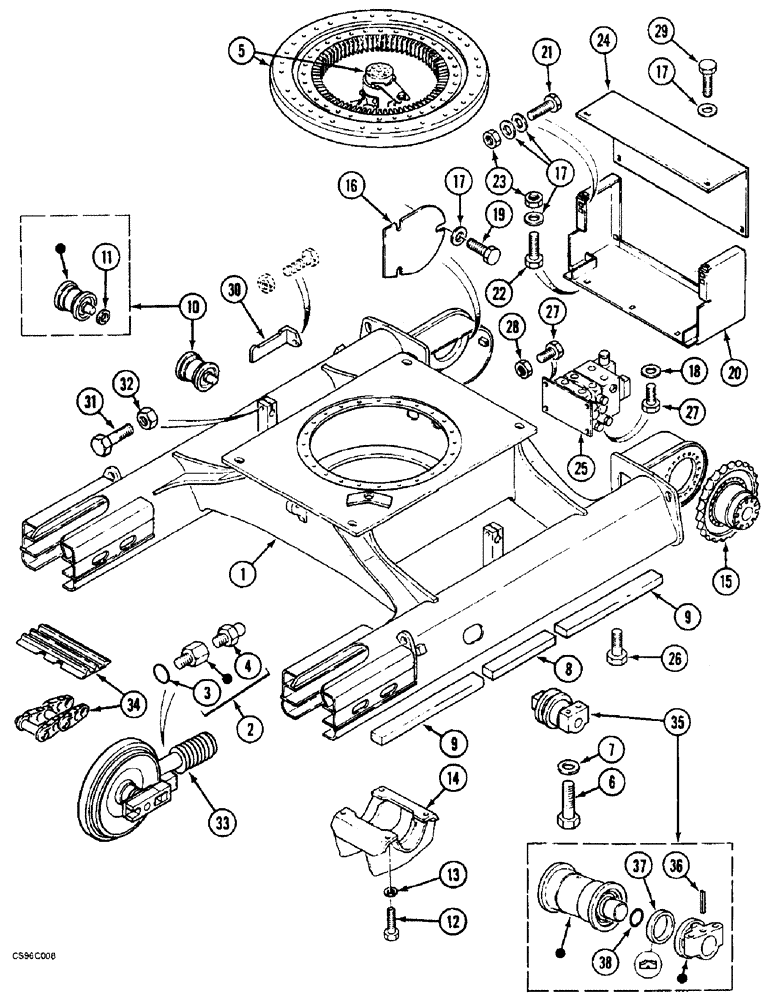 Схема запчастей Case 688BCK - (5-04) - UNDERCARRIAGE, 688B CK (120347-) (04) - UNDERCARRIAGE