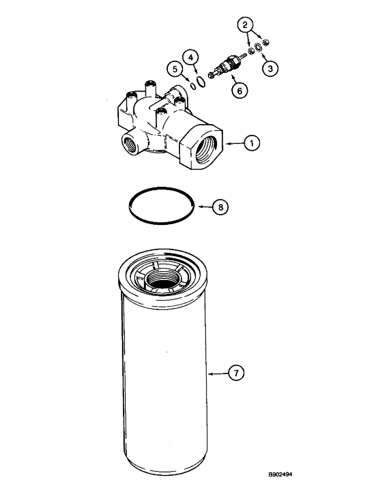 Схема запчастей Case 590 - (8-098) - HYDRAULIC OIL FILTER (08) - HYDRAULICS