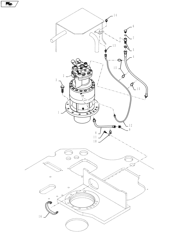 Схема запчастей Case CX235C SR - (35.352.02) - MOUNTING - SWING MOTOR (35) - HYDRAULIC SYSTEMS