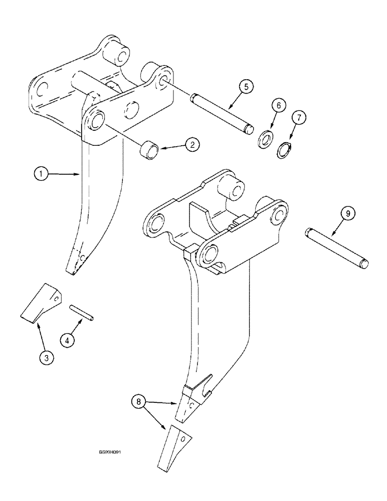 Схема запчастей Case 580L - (9-055) - FROST POINT ASSEMBLY (09) - CHASSIS/ATTACHMENTS