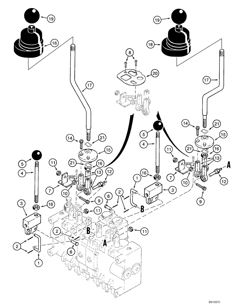 Схема запчастей Case 1845C - (08-61) - VALVE, CONTROL - BACKHOE (NORTH AMERICA), D125 (08) - HYDRAULICS