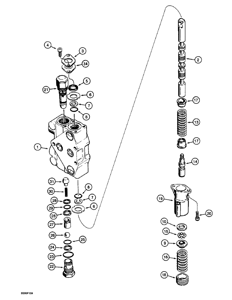 Схема запчастей Case 570LXT - (8-130) - THREE-POINT HITCH CONTROL VALVE, AUXILIARY SECTION (08) - HYDRAULICS