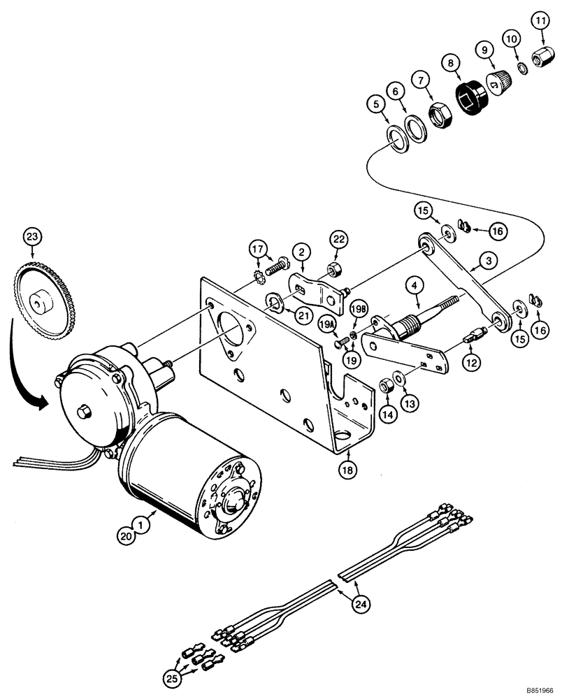 Схема запчастей Case 480E - (9-158) - WINDSHIELD WIPER MOTORS, 480E MODELS ONLY (09) - CHASSIS/ATTACHMENTS