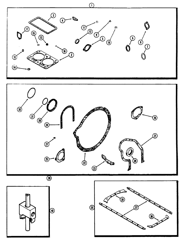 Схема запчастей Case 680CK - (028) - ENGINE GASKET KITS, (267) DIESEL ENGINE (10) - ENGINE