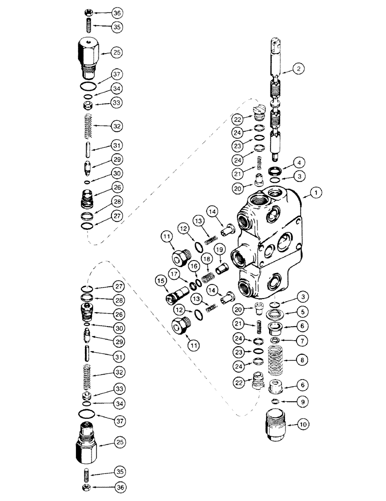 Схема запчастей Case 580SK - (8-306) - BACKHOE CONTROL VALVE, NOT FOR PRESTIGE, SWING SECTIONS (08) - HYDRAULICS