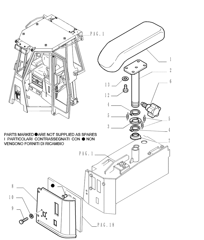 Схема запчастей Case 1850K - (9.653[20]) - ROPS CAB - COMPONENTS - OPTIONAL CODE 784110271 (19) - OPTIONS