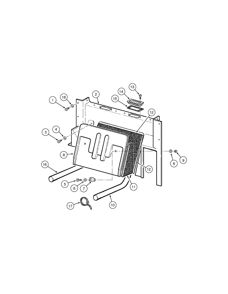 Схема запчастей Case 885 - (09-076[01]) - CAB - REAR UPHOLSTERY (09) - CHASSIS