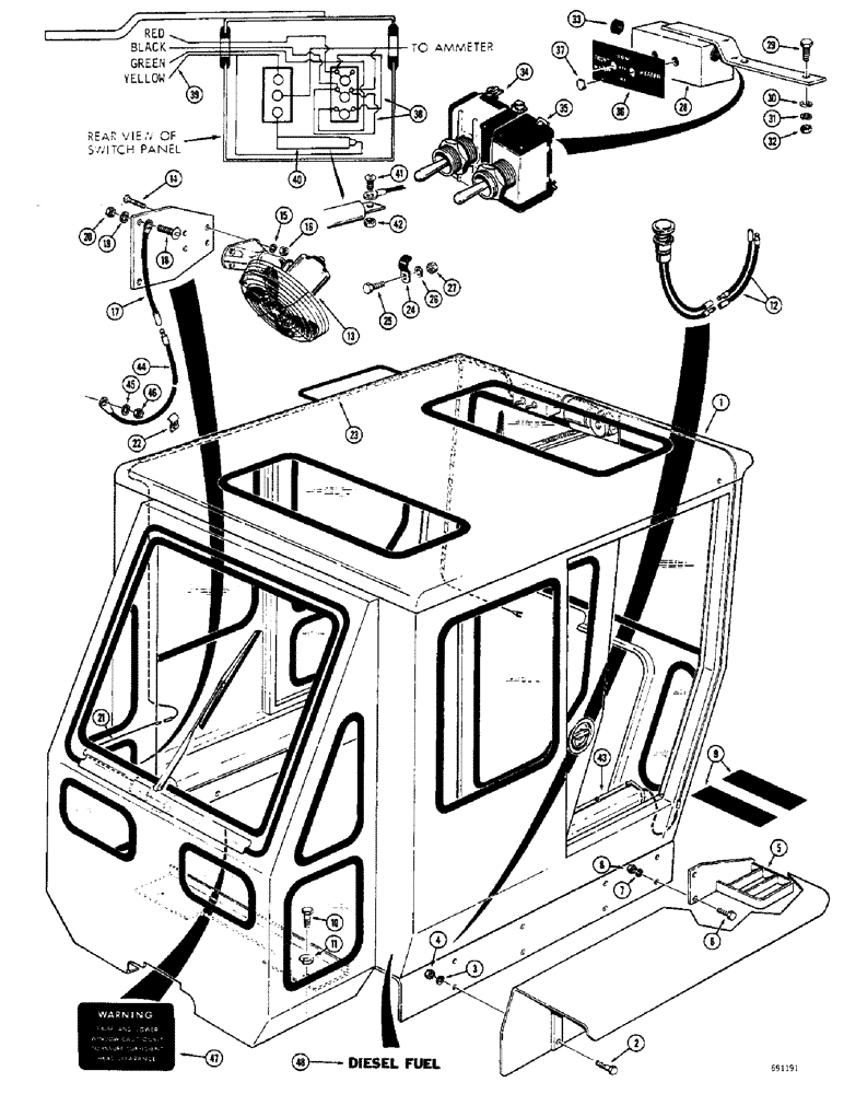 Схема запчастей Case 680CK - (126) - CAB AND RELATED PARTS (90) - PLATFORM, CAB, BODYWORK AND DECALS