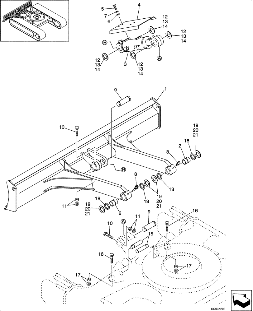 Схема запчастей Case CX47 - (09-45[00]) - DOZER BLADE (09) - CHASSIS/ATTACHMENTS