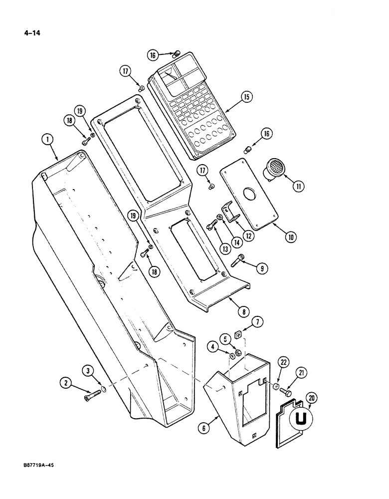 Схема запчастей Case 125B - (4-14) - INSTRUMENT PANEL, P.I.N. 74591 THRU 74963, 21801 THRU 21868, 26801 AND AFTER (04) - ELECTRICAL SYSTEMS