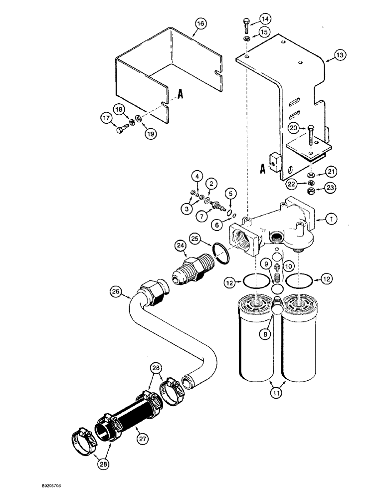 Схема запчастей Case 821B - (8-10) - HYDRAULIC CIRCUIT, OIL FILTER TO HYDRAULIC RESERVOIR (08) - HYDRAULICS