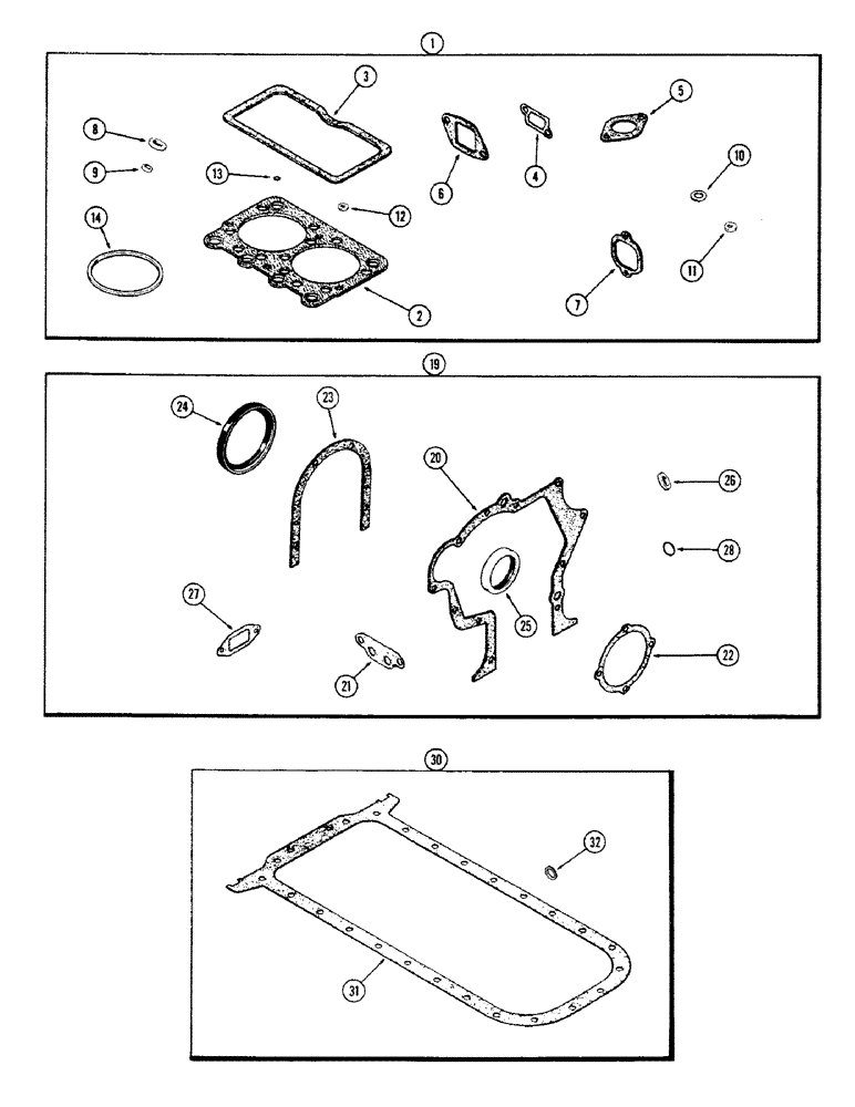 Схема запчастей Case 680CK - (028) - ENGINE GASKET KITS, (301B) DIESEL ENGINE (10) - ENGINE